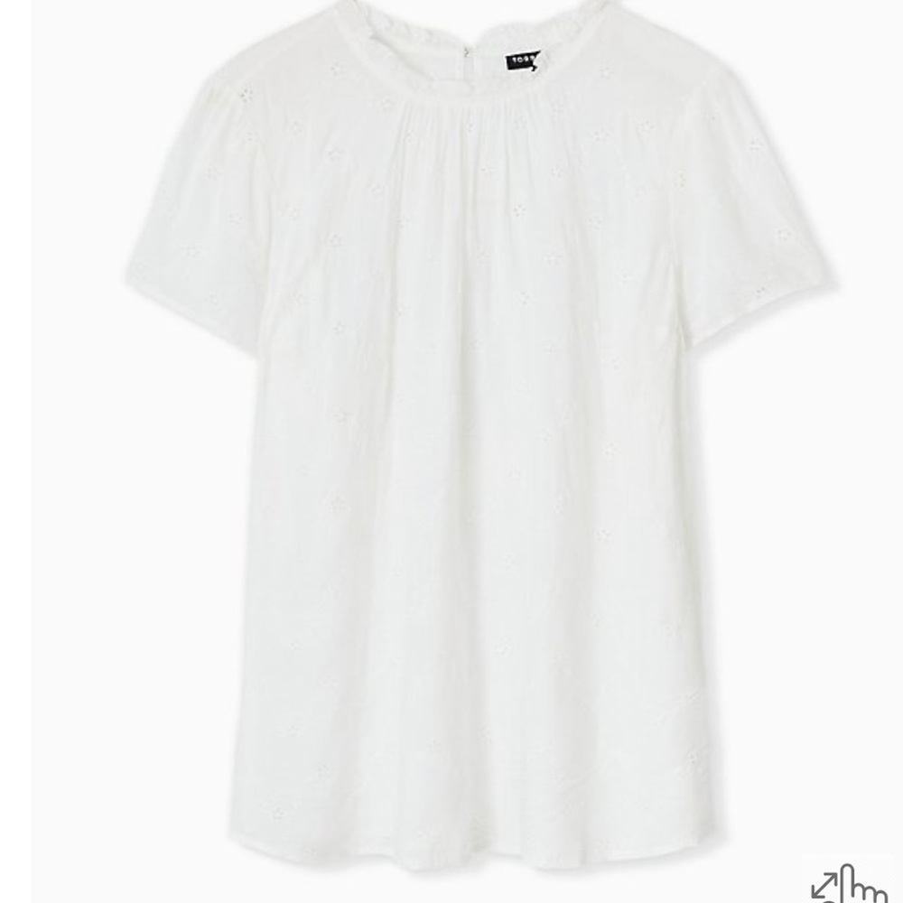 White Eyelet Mock Neck Blouse New Size 2